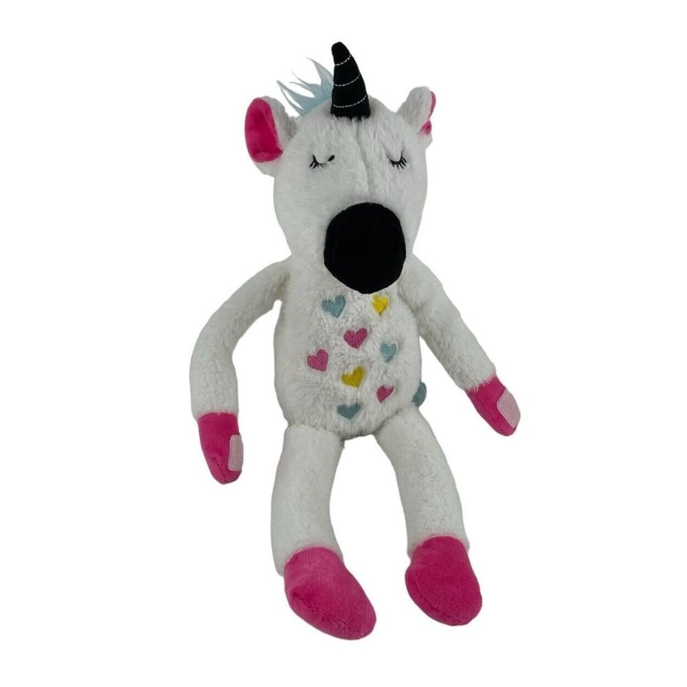 Inter-American Products White Unicorn 20" Plush Hook & Loop Hooves Rainbow Heart